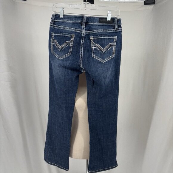 Rock & Roll Cowgirl Riding Bootcut Jeans Womens 26 x 29.5" Mid Dark Wash - Picture 3 of 11